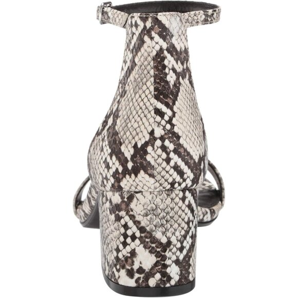 Womens Snake Pu Faux Suede Two Strap Open Rounded Toe Chunky Block Heeled Sandal - Picture 4 of 9